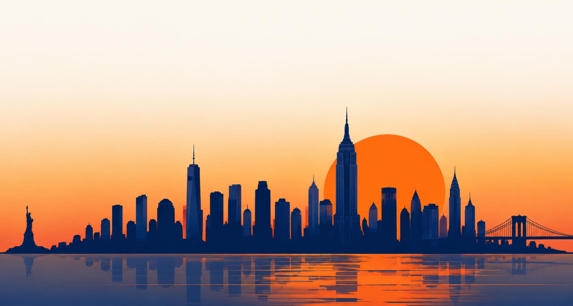 Skyline de Nova York ao pôr do sol